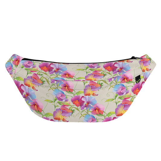 Sweet Pea Flower Pattern Print Fanny Pack