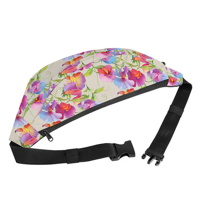 Sweet Pea Flower Pattern Print Fanny Pack