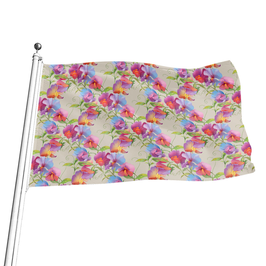 Sweet Pea Flower Pattern Print Flag