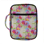 Sweet Pea Flower Pattern Print Front Pocket Bible Bag
