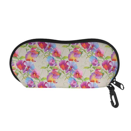 Sweet Pea Flower Pattern Print Glasses Case