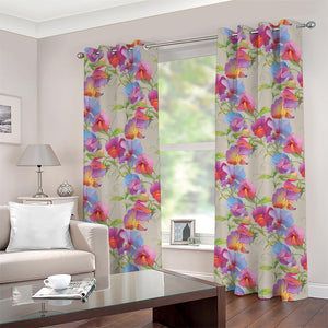 Sweet Pea Flower Pattern Print Grommet Curtains