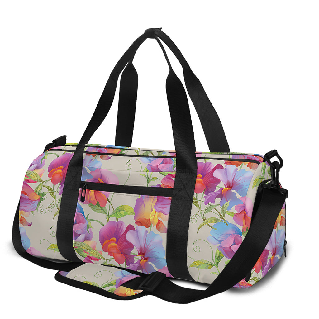 Sweet Pea Flower Pattern Print Gym Bag