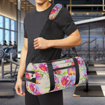 Sweet Pea Flower Pattern Print Gym Bag