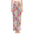 Sweet Pea Flower Pattern Print High Slit Maxi Skirt
