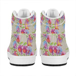 Sweet Pea Flower Pattern Print High Top Leather Sneakers