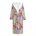 Sweet Pea Flower Pattern Print Hooded Bathrobe