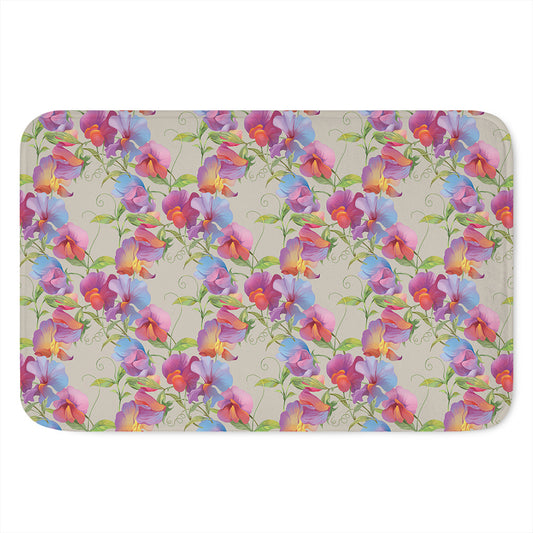 Sweet Pea Flower Pattern Print Indoor Door Mat