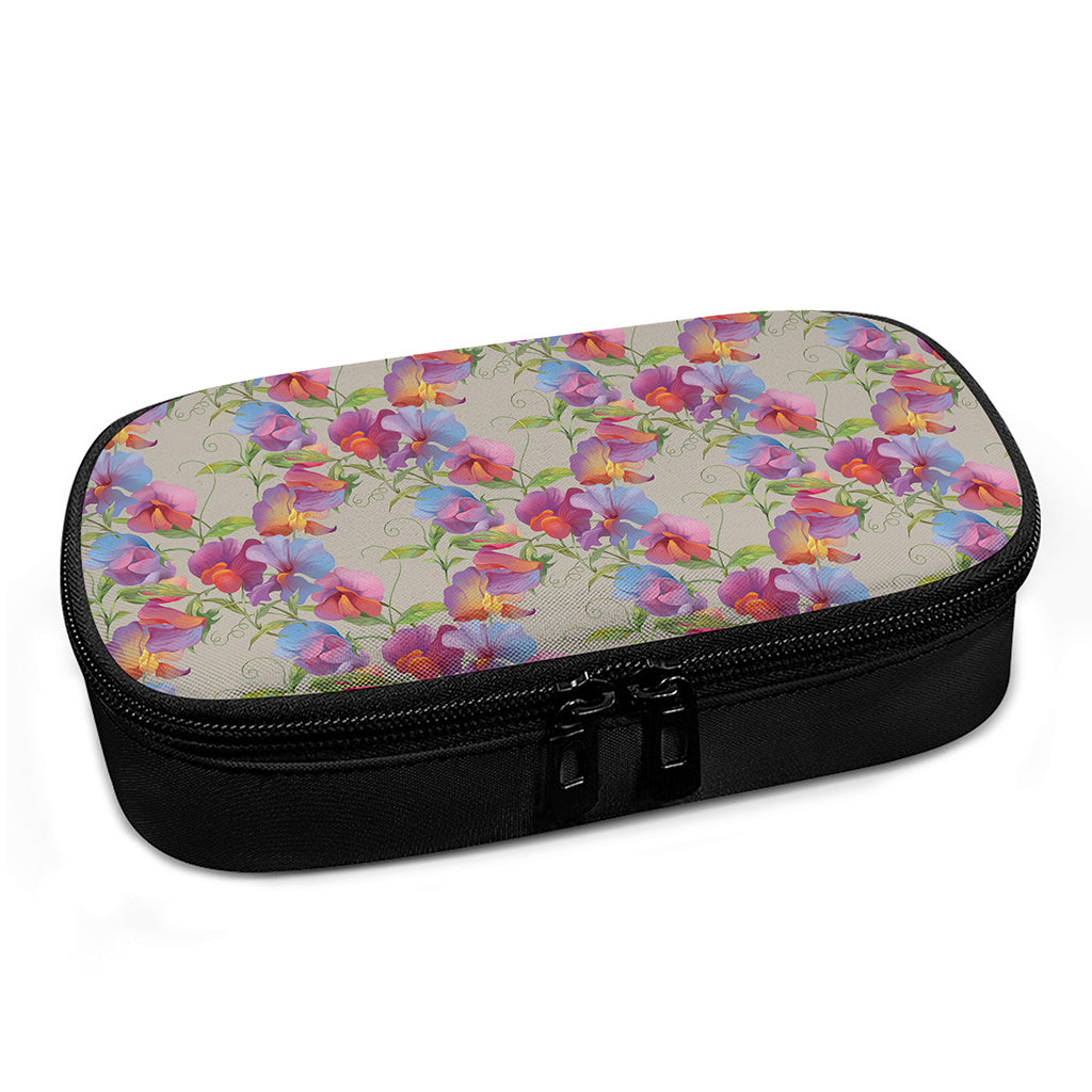 Sweet Pea Flower Pattern Print Insulin Cooler Travel Case