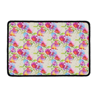 Sweet Pea Flower Pattern Print Kitchen Mat