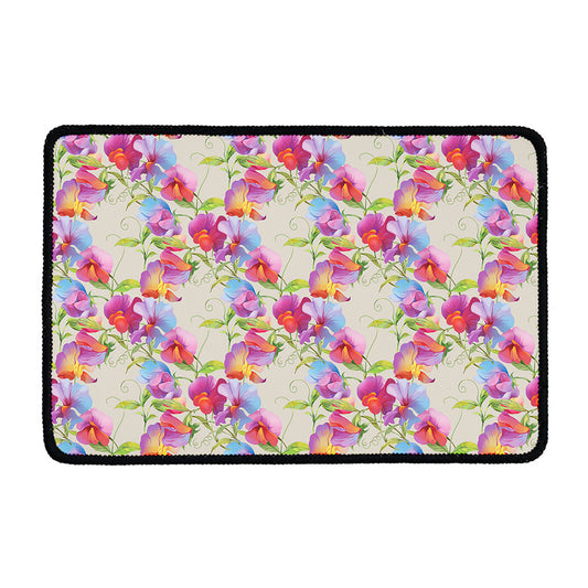 Sweet Pea Flower Pattern Print Kitchen Mat