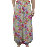 Sweet Pea Flower Pattern Print Lantern Pants