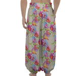 Sweet Pea Flower Pattern Print Lantern Pants