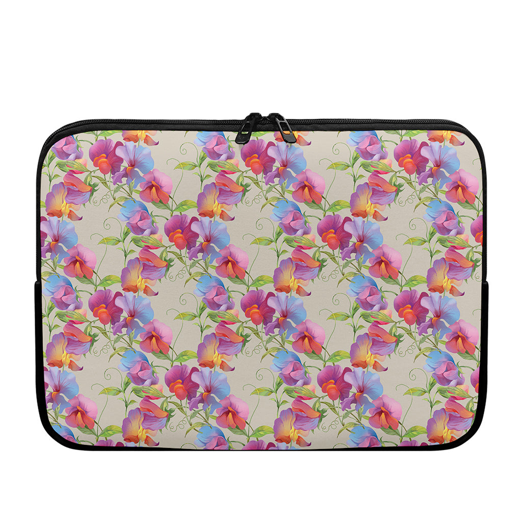 Sweet Pea Flower Pattern Print Laptop Sleeve