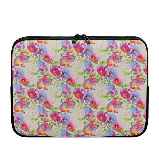 Sweet Pea Flower Pattern Print Laptop Sleeve