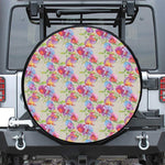 Sweet Pea Flower Pattern Print Leather Spare Tire Cover