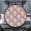 Sweet Pea Flower Pattern Print Leather Spare Tire Cover