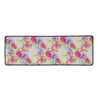 Sweet Pea Flower Pattern Print Long Kitchen Mat