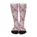 Sweet Pea Flower Pattern Print Long Socks