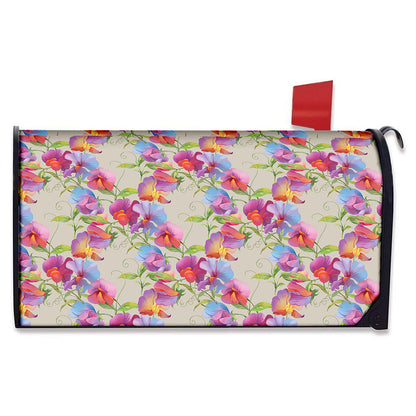 Sweet Pea Flower Pattern Print Mailbox Cover