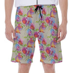 Sweet Pea Flower Pattern Print Men's Beach Shorts