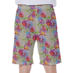 Sweet Pea Flower Pattern Print Men's Beach Shorts