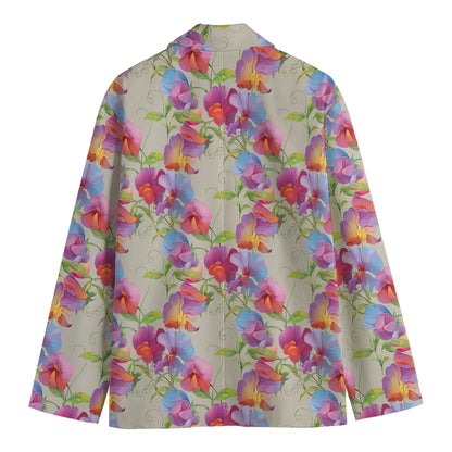 Sweet Pea Flower Pattern Print Men's Blazer