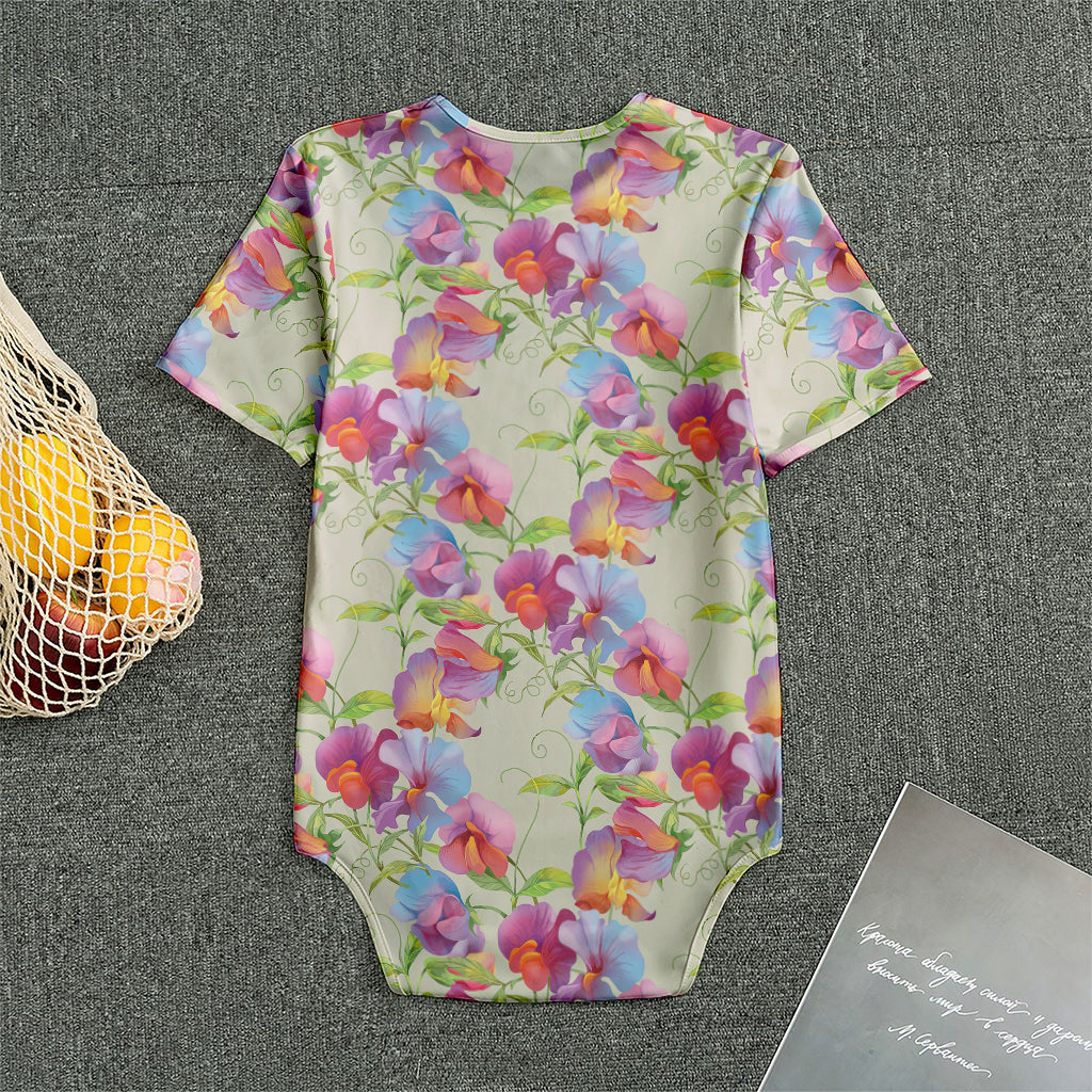 Sweet Pea Flower Pattern Print Men's Bodysuit