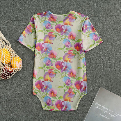 Sweet Pea Flower Pattern Print Men's Bodysuit