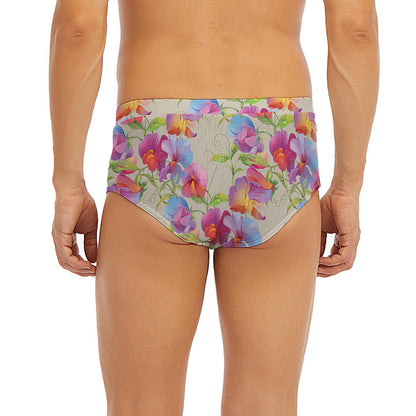 Sweet Pea Flower Pattern Print Men's Briefs