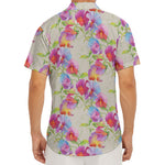 Sweet Pea Flower Pattern Print Men's Deep V-Neck Shirt