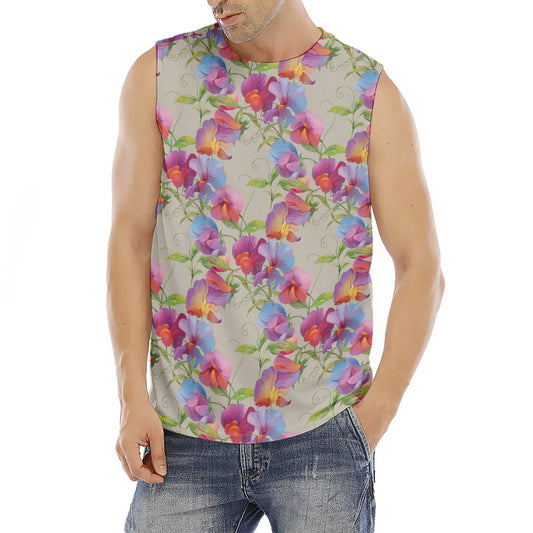Sweet Pea Flower Pattern Print Men's Fitness Tank Top