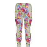 Sweet Pea Flower Pattern Print Men's leggings