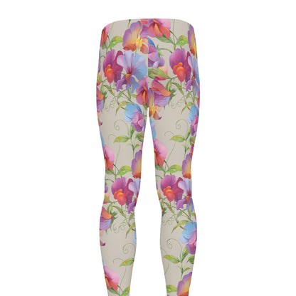 Sweet Pea Flower Pattern Print Men's leggings