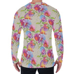 Sweet Pea Flower Pattern Print Men's Long Sleeve T-Shirt