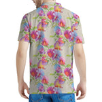 Sweet Pea Flower Pattern Print Men's Polo Shirt