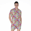 Sweet Pea Flower Pattern Print Men's Romper