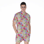 Sweet Pea Flower Pattern Print Men's Rompers