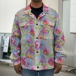 Sweet Pea Flower Pattern Print Men's Shirt Jacket