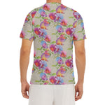 Sweet Pea Flower Pattern Print Men's Short Sleeve Rash Guard