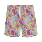 Sweet Pea Flower Pattern Print Men's Sports Shorts