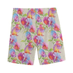 Sweet Pea Flower Pattern Print Men's Sports Shorts