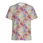 Sweet Pea Flower Pattern Print Men's Sports T-Shirt