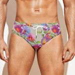 Sweet Pea Flower Pattern Print Men's Swim Briefs