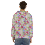 Sweet Pea Flower Pattern Print Men's Velvet Pullover Hoodie