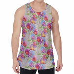 Sweet Pea Flower Pattern Print Men's Velvet Tank Top