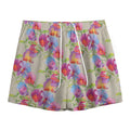 Sweet Pea Flower Pattern Print Mesh Shorts