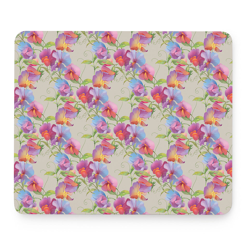 Sweet Pea Flower Pattern Print Mouse Pad