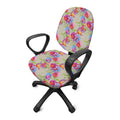 Sweet Pea Flower Pattern Print Office Chair Cover