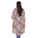 Sweet Pea Flower Pattern Print Open Front Beach Cover Up
